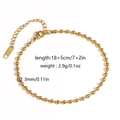 Bracelet chaîne à billes dorées de 3mm en acier inoxydable avec fermoir mousqueton - Style Perle Ronde 3mm