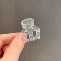 Mini molletta trasparente per capelli con glitter argento per acconciature a coda alta - Piccola Artiglio / Trasparente