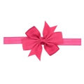 Elastic baby headband featuring a rose red grosgrain ribbon fishtail bow ornament - Rose Red
