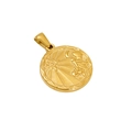Golden titanium steel zodiac pendant with sun and cloud embossed design for necklaces - Aquarius - Single Pendant