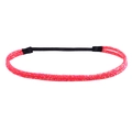 Pink glitter elastic headband for women with shimmering sequin finish and black band - Red