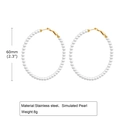 Détails sur la taille et le poids des boucles d'oreilles en C en acier et perles - 60mm