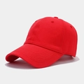 Classic bright red soft top baseball cap with six-panel structure and curved brim - Red