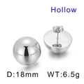 Pendientes de medio círculo huecos en acero inoxidable plateado con diámetro de 18 mm - Hueco (KE55486-Z) / 18mm Acero