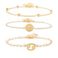 Set di 3 braccialetti segno Cancro in oro con catena a graffetta e perline sottili - Cancro