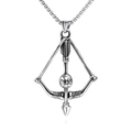 Vintage punk style bow and arrow pendant necklace in aged titanium steel for men and women - Arrow Style
