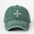 Berretto da baseball vintage in cotone lavato verde scuro con stella ricamata bianca - Taglia unica / Verde Scuro