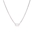 Collar de cadena de plata pulida con un moderno colgante de mosquetón sobre fondo blanco - Collar Ajustable Estilo Mosquetón (No. 11 Plata) / Plateado