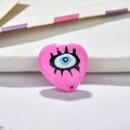 Pink heart-shaped resin Evil Eye beads for DIY jewelry making and crafting projects - Hot Pink