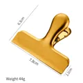 Grote gouden roestvrijstalen snackclip met geborstelde afwerking, 7.8x6.3cm, 44g - Goud