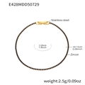 Slim 18K gold plated stainless steel bracelet featuring black zircon stones in a row - Black Zirconia / 20cm