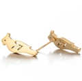 Detailed view of gold parrot stud earrings with a smooth metallic finish on a white surface - Bird (Gold)