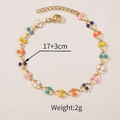 Detailed view of colorful enamel bead bracelet in 18k gold plating with 17+3cm size mark - U-Shape Colorful Beaded Bracelet