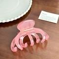 Handmade pink tortoiseshell acetate hair claw clip for thick hair with gold emblem detail - Octopus Claw Clip - 10cm
