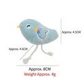Light blue bird plush cat toy with heart embroidery and rope legs, 8cm compact size - Bird