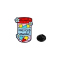 Pin esmaltado de frasco con pastillas y estrellas y el texto 'TAKE YOUR meds!' grabado - Estilo de Botella Azul Take Your Meds (C2774-3)