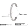 Bamboo style silver stainless steel open cuff bracelet with dimensions and weight info - Fine Braided Style-Steel Color (Z282)