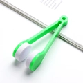 Portable green V-shaped microfiber eyeglasses cleaner with soft round pads and hanging hole - Green