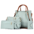 4-piece mint green geometric printed bag set including tote bag and crossbody bag - Light Green
