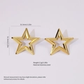 Golden hollow star-shaped stainless steel stud earrings measuring 31.3mm and weighing 5.2g - Stainless Steel Hollow Star Studs