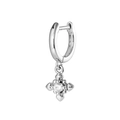 Silver snowflake cross hoop earring with a sparkling center crystal pendant - Silver Snowflake Cross (A936-2)