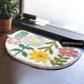 Tappeto bagno semicircolare 60x40cm con motivo floreale e base antiscivolo - 40*60cm / Fiori e Alberi Bianchi