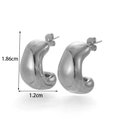 Polished silver stainless steel C-shaped teardrop earrings with a glossy mirror finish - ER-1115/C-Shape/Silver