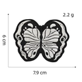 Black and white butterfly skull embroidery patch with size dimensions 7.9 x 6 cm - Skull Butterfly Patch 3#