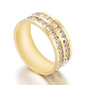 Goldener zweireihiger Zirkonia-Ring aus poliertem Titanstahl für einen modernen Look - US 6 / Gold