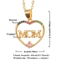 Gold-plated heart MOM necklace with colorful zircons and pink stone for Mother's Day gift - Gold-D381