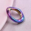 Rainbow plated 304 stainless steel oval geometric pendant for DIY jewelry making - Colorful