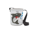 Grey shark mesh beach bag for kids with adjustable strap and cartoon applique - Grey Shark