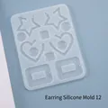 Translucent silicone earring mold with multiple geometric shapes for DIY jewelry making - Style 8 / Translucent White
