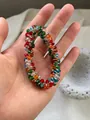Élastique à cheveux en perles de cristal colorées avec pierres facettées vibrantes - Pièce Unique / Multicolore