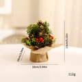 Mini albero di Natale con pigne e bacche rosse su base in juta rustica, altezza 13 cm - 13cm / Oro