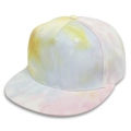 Kids flat brim baseball hat with yellow, pink and blue tie-dye pattern texture - Tie-dye Multicolor