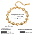 Pulsera de corazón dorada de acero inoxidable con eslabones de cristal de circón - Estilo de Corazón de Diamantes de Imitación Dorado