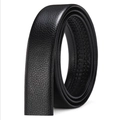 Men's black lychee pattern leather belt strap without buckle for automatic buckle usage - Replacement Strap (No Buckle) / Black
