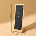 Detachable 12-Slot Bamboo Wood Necklace Stand Black PU