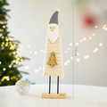 Handcrafted 33cm wooden Santa figurine with cream yarn wrap for Christmas decor - Wooden Ornament-Felt Santa A (33cm)