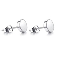 Polished silver stainless steel stud earrings with a minimalist geometric round disk design - 3mm / Steel