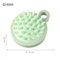 Green silicone scalp massage brush with ring handle and 6.5cm diameter for hair washing - Green