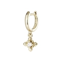 Vintage gold snowflake cross hoop earring with a clear center crystal on white background - Coffee Gold Snowflake Cross (A936-1)