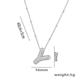Silver letter Y pendant necklace with micro-paved zircons and 40cm+5cm chain detail - Steel Color Letter Y with Zirconia