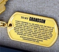 Engraved gold stainless steel grandson keychain tag with inspirational quote for men - Grandson / Gold