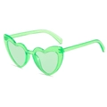 Retro green heart-shaped sunglasses with shimmering gold glitter in transparent frames - Glitter Green