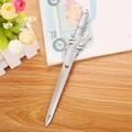 Silver dragon-embossed sword pen with non-slip hilt and metallic finish hanging hole - Sword Pen - Silver / 0.5mm