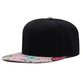Side view of black snapback hat featuring pink butterfly print on a flat brim style - Adjustable / Flat Brim / Black Pink Butterfly