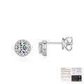Elegant s925 silver moissanite halo stud earrings with GRA certification cards - 925 Silver / Round Style (MSE0039)