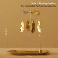 Golden spinning feather rotating candle holder with intricate metal charms for decor - Type F: Floating Feather (No Tray)